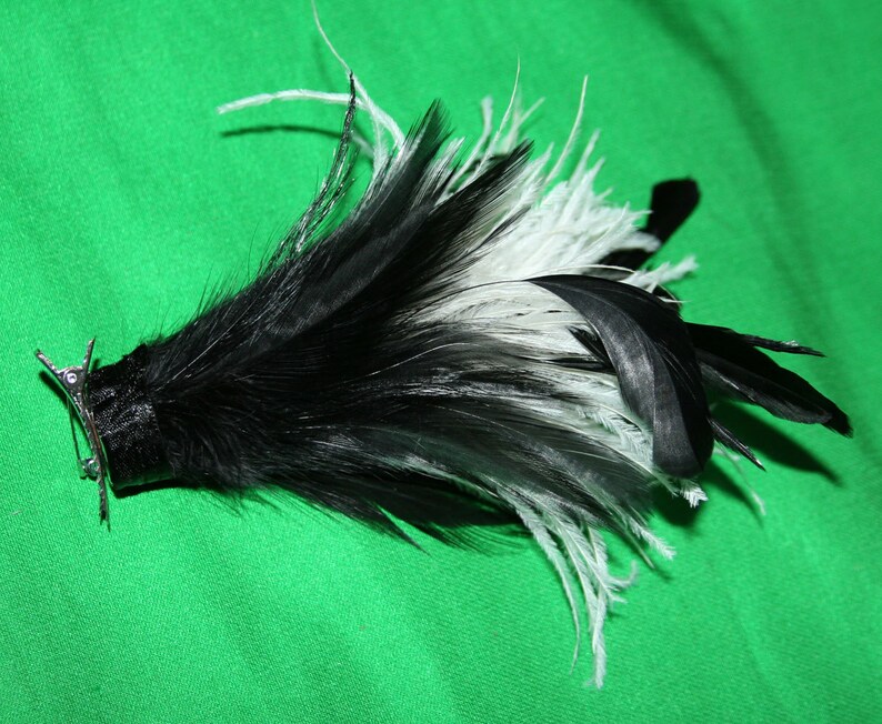 Big Feather Barrette Cream and Black Oversized Hair Clip image 2