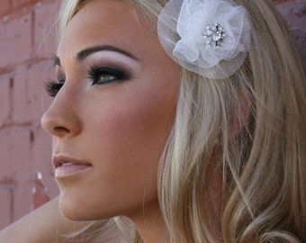 Bridal Barrette Rhinestone French Veil