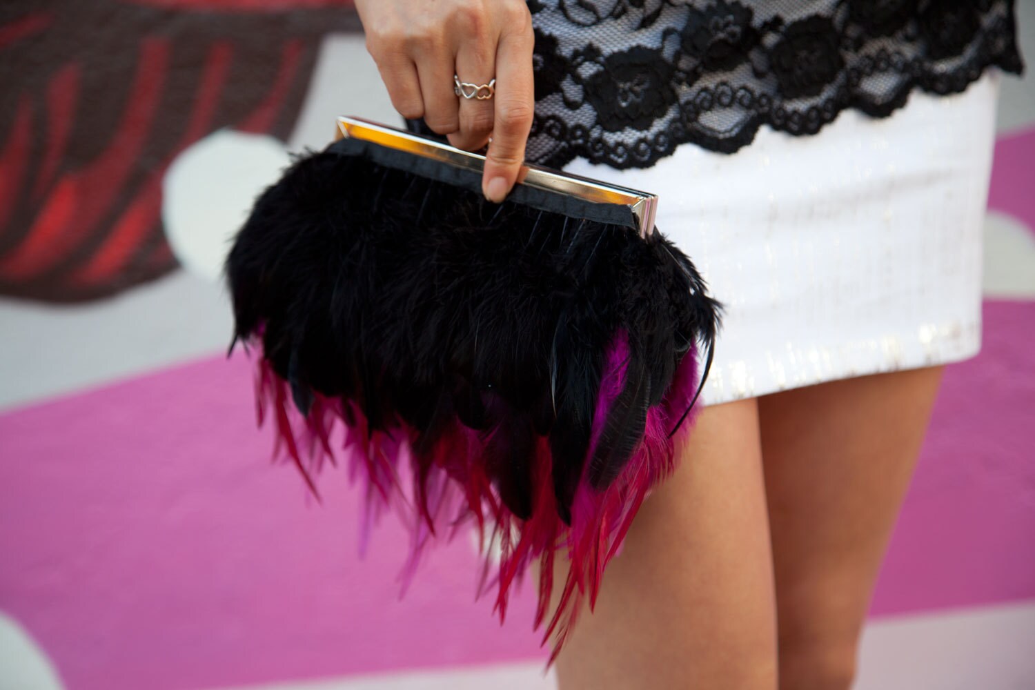 Pink Feather Purse Clutch With Hot Pink and Black Feathers and Etsy