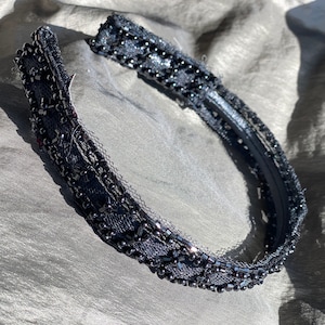 Beaded Black Lace Headband