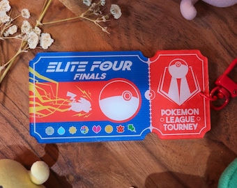 Elite Four Ticket Keychain: Acrylic Keychain for Bags, Purses, Backpacks