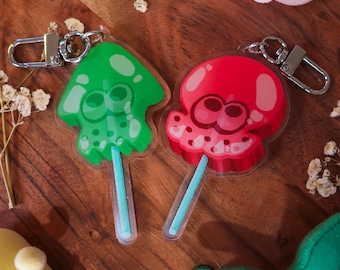 Inkling & Octoling Lollipop Keychains: Acrylic Keychain for Bags, Purses, Backpacks