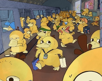 Psyduck Metro Print: Poster, Wall Art, Decor