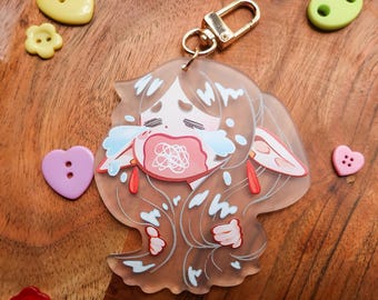 Crying Elf Keychain: Frosted Acrylic Keychain for Bags, Purses, Backpacks