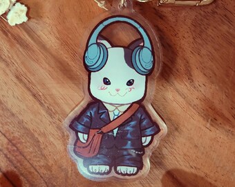 Cutie Critter Business Cat Keychain: Acrylic Keychain for Bags, Purses, Backpacks