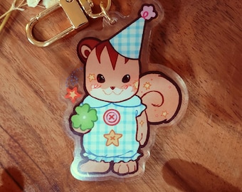 Cutie Critter Squirrel Clown Keychain: Acrylic Keychain for Bags, Purses, Backpacks