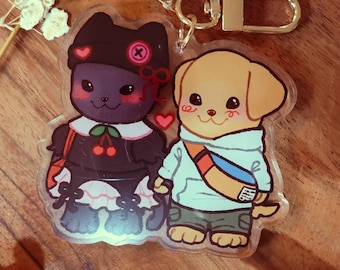 Cutie Critter Cat + Dog Keychain: Acrylic Keychain for Bags, Purses, Backpacks