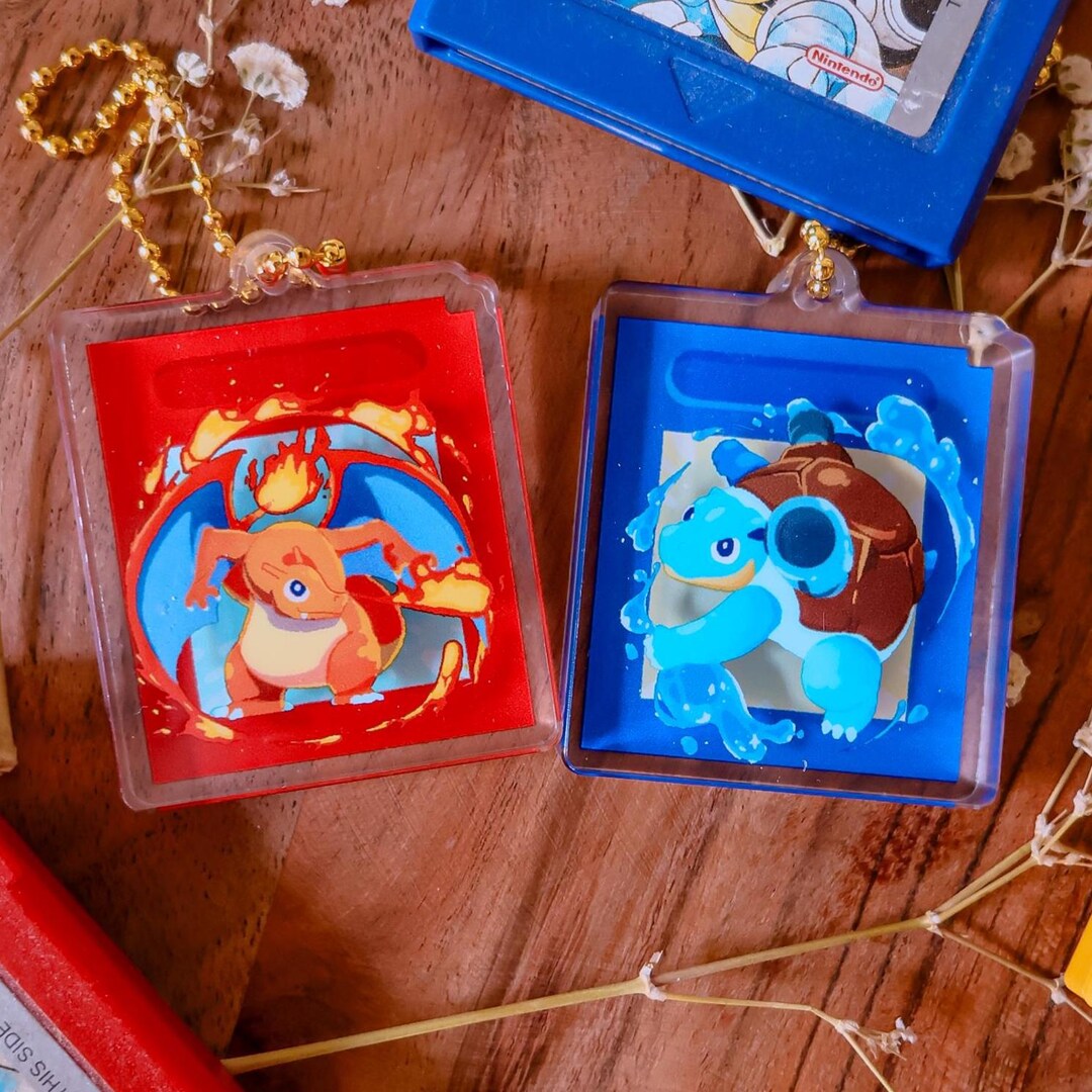 Red and Blue Gameboy Cartridge Keychains | 2-sided Thick Acrylic ...