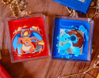 Red and Blue Gameboy Cartridge Keychains | 2-Sided Thick Acrylic Keychains for bags, lanyards, backpacks