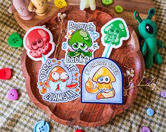 Squid Splat Stickers: Waterproof Vinyl Decals for Laptop, Water Bottle, Journals