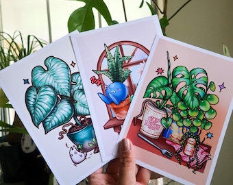 Playful Plant Print: Post Card, Wall Art, Decor