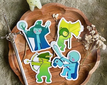 Green Guy Medieval Knight Sticker: Waterproof Vinyl Decals for Laptop, Water Bottle, Journals