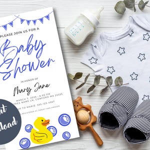 Editable Rubber Duck Baby Shower Invitation