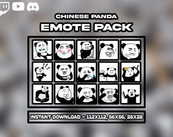 50 emoticones de reacción de panda chino: Twitch, YouTube, Discord (descarga digital)