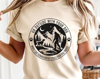 Bigfoot Dog T-Shirt, Go Outside With Your Dog shirt, Camping Hiking Shirt, Funny Dog Lover Gift, Canadian  Shirt, Adventure Graphic Tee