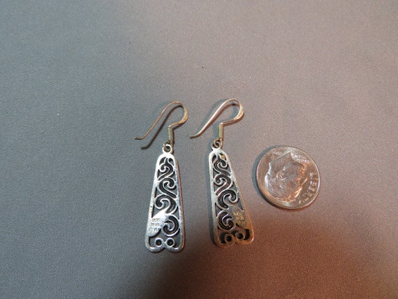 Vintage Sterling Silver Drop Dangle Pierced Earri… - image 5