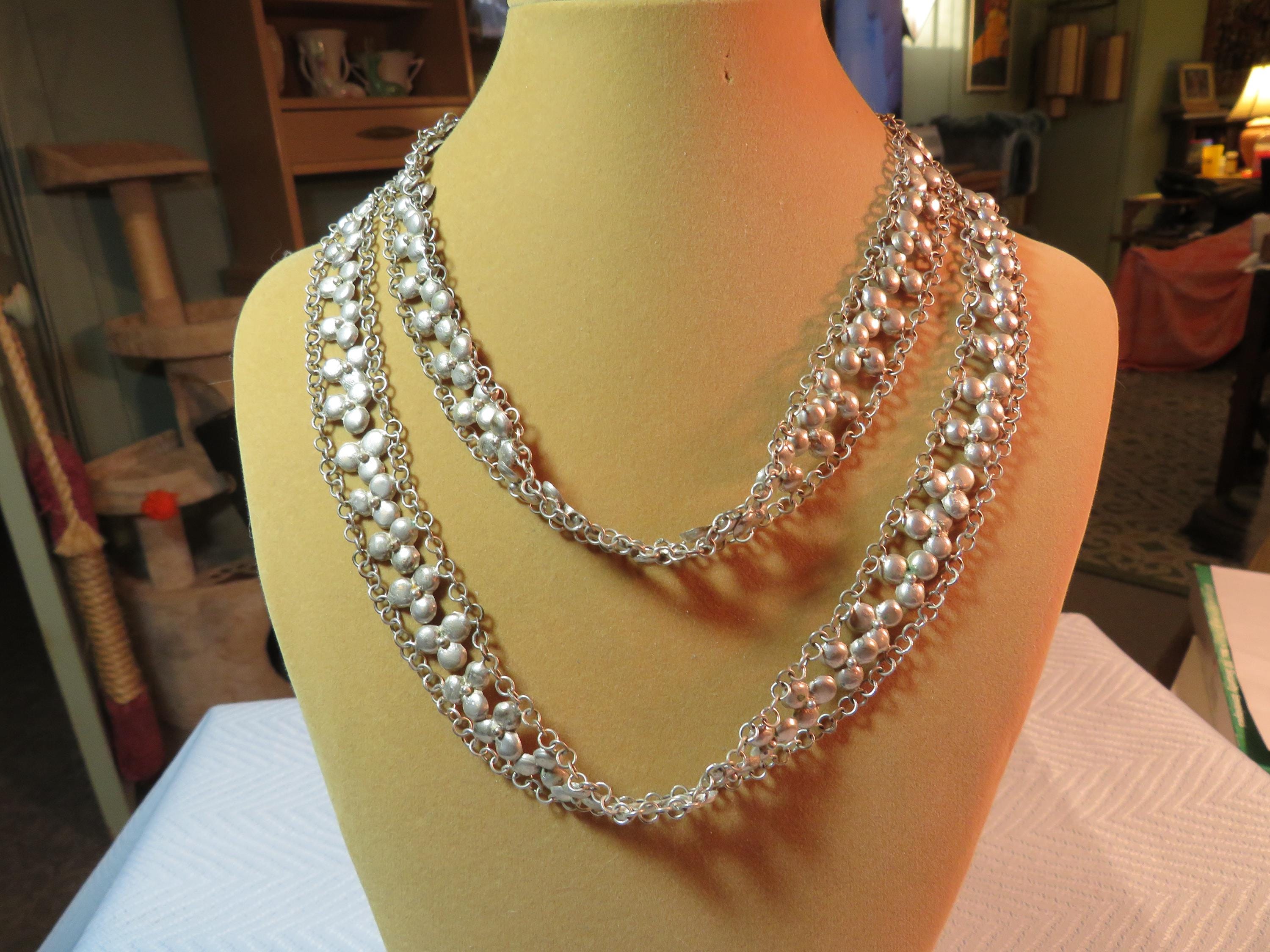 Collier Long Ethnique Palestinien Vintage, Fait Main Et Rare, Années 2000