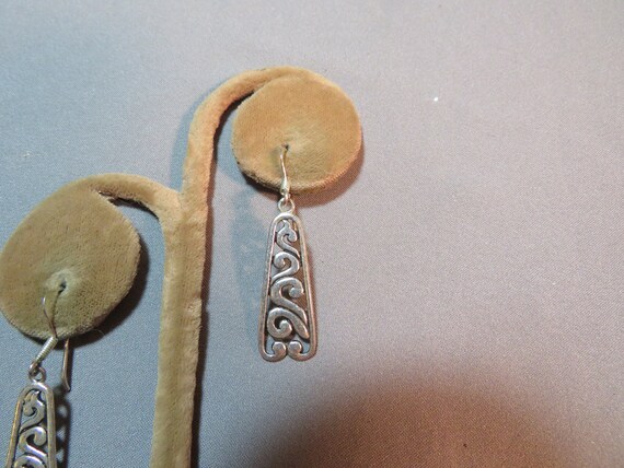 Vintage Sterling Silver Drop Dangle Pierced Earri… - image 4