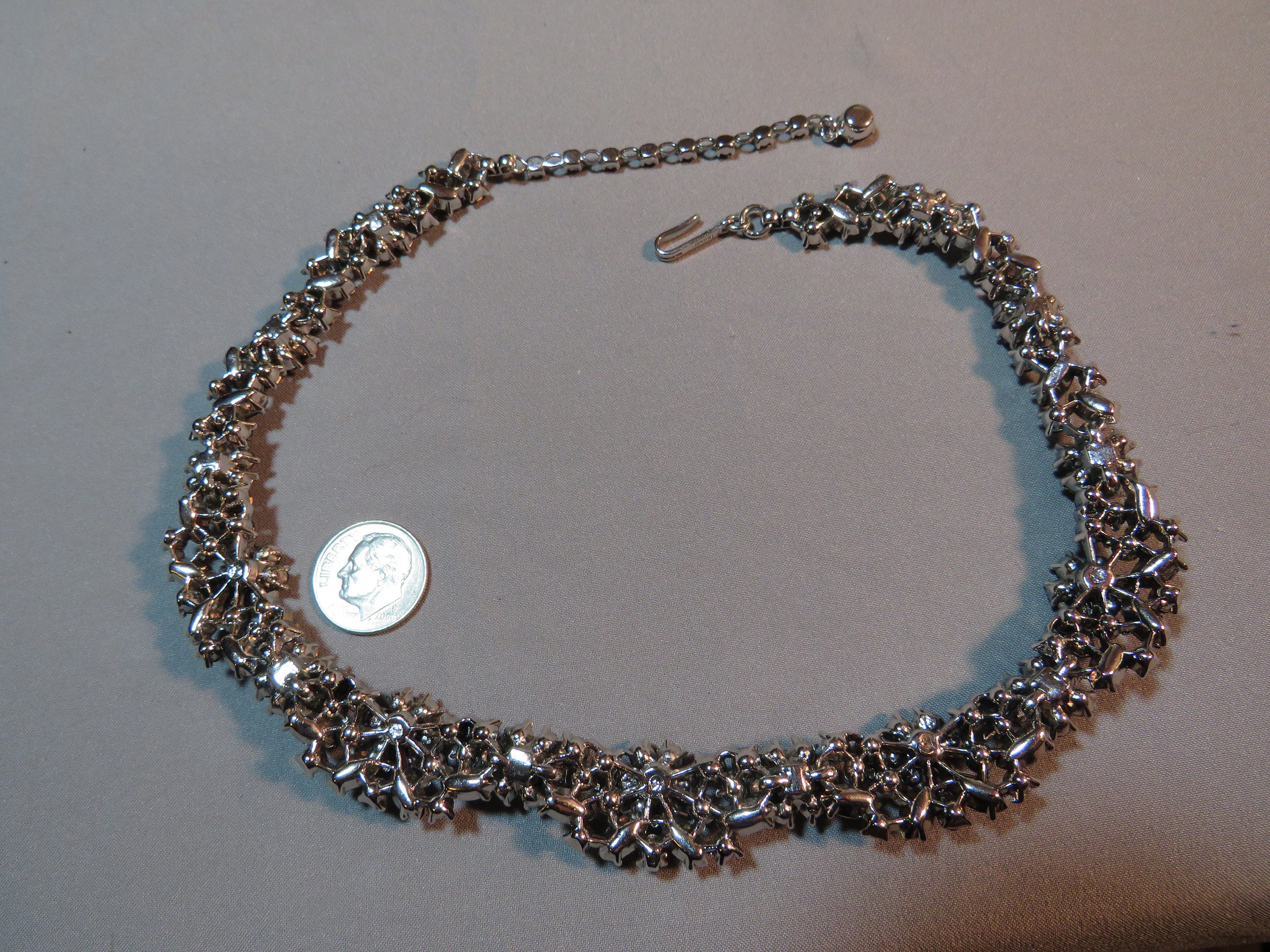 Vintage Trifari Silver Tone Purple & Lavender Rhinestone