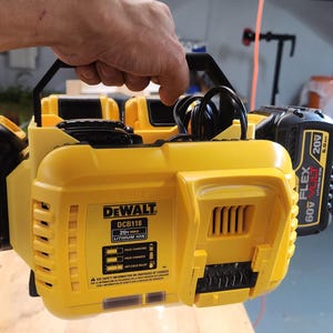 Portable Dewalt Battery Organizer with Charger Slot – 6-Battery Tool Carry Case for Contractors & Tradesmen (20V/60V)