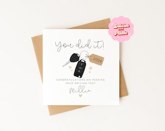 Personalised Driving Test Card, Congratulations On Passing, Custom Name Card, Driving Test, Congratulations