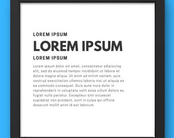 Affiche Lorem Ipsum, typographie minimaliste, art mural pour développeurs et designers