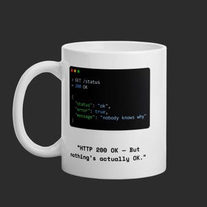 http 200 OK Becher Lustige Dev-Kaffeetasse mit Json Status Code Design