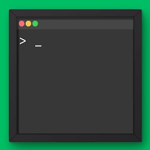Könnte beinhalten: Ein schwarzes Computerterminalfenster mit einem dunkelgrauen Hintergrund, einem schwarzen Rahmen und einem grünen Hintergrund. Das Terminalfenster hat eine rote, gelbe und grüne Schaltfläche in der oberen linken Ecke. Die Eingabeaufforderung des Terminals ist sichtbar.