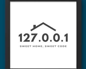 127.0.0.1 Poster Sweet Home Design minimaliste pour les développeurs