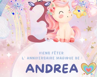 Unicorn birthday invitation