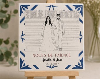 Cadeau de Mariage - noces de faïence - cadeau couple personnalisé