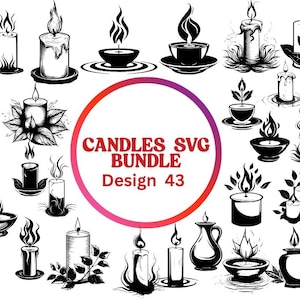 Candle SVG Bundle | Spiritual Candle Clipart | Candle Flame SVG | Hand Drawn Candle Designs | Instant Download for Cricut and Sublimation