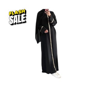 Elegant Sequin Kaftan Maxi Dress – Muslim Abaya Robe, Dubai/Malaysia Style, Modest Islamic Clothing for Women