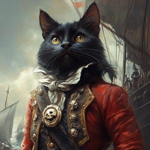 Custom Pirate Pet Portrait, Personalized Pet Art, Funny Pet Costume Portrait, Custom Pet Painting, Digital Pet Illustration Gift