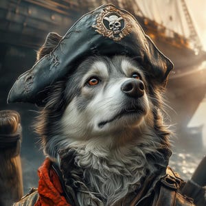 Custom Pirate Pet Portrait, Personalized Pet Art, Funny Pet Costume Portrait, Custom Pet Painting, Digital Pet Illustration Gift