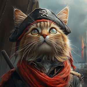 Custom Pirate Pet Portrait, Personalized Pet Art, Funny Pet Costume Portrait, Custom Pet Painting, Digital Pet Illustration Gift