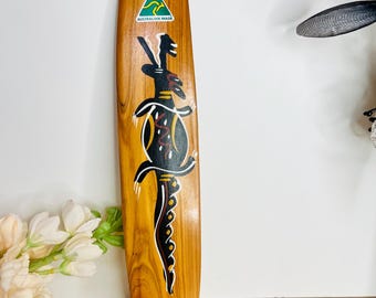 Traditional Australian Aboriginal Bullroarer, Crocodile Art, Authentic Indigenous Cultural Artifact