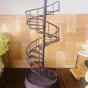 Miniature Wrought Iron Spiral Staircase Model – Rustic Victorian Desktop Display