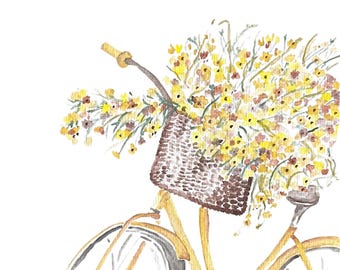Watercolor Art Print: Yellow Bicycle