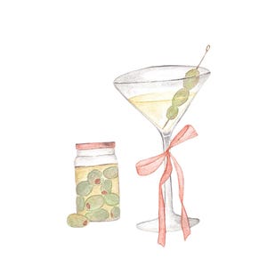 Aquarelkunstafdruk: vuile martini