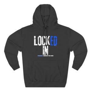 Lock In: Locked In (blanco/azul), sudadera unisex de calidad con escritura