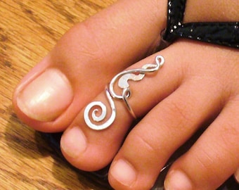 Handmade Sterling Silver Toe Ring or Long Spiral Midi Ring Gold and Rose Gold Available Adjustable Toe Ring for Women Gift for Her