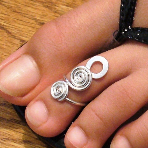 Sterling Silver Toe Ring Twisted Wire Wrapped Cute and Etsy