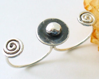 Two Finger Ring Oxidized Sterling Silver