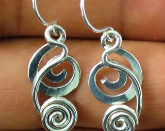 Unique Silver Earrings- Handmade Sterling Silver Dangle Earrings Unique Gift for Her Sterling Silver Dangle Earrings For Women .75 Inch Long