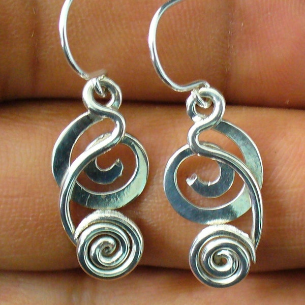 Unique Silver Earrings- Handmade Sterling Silver Dangle Earrings Unique Gift for Her Sterling Silver Dangle Earrings For Women .75 Inch Long