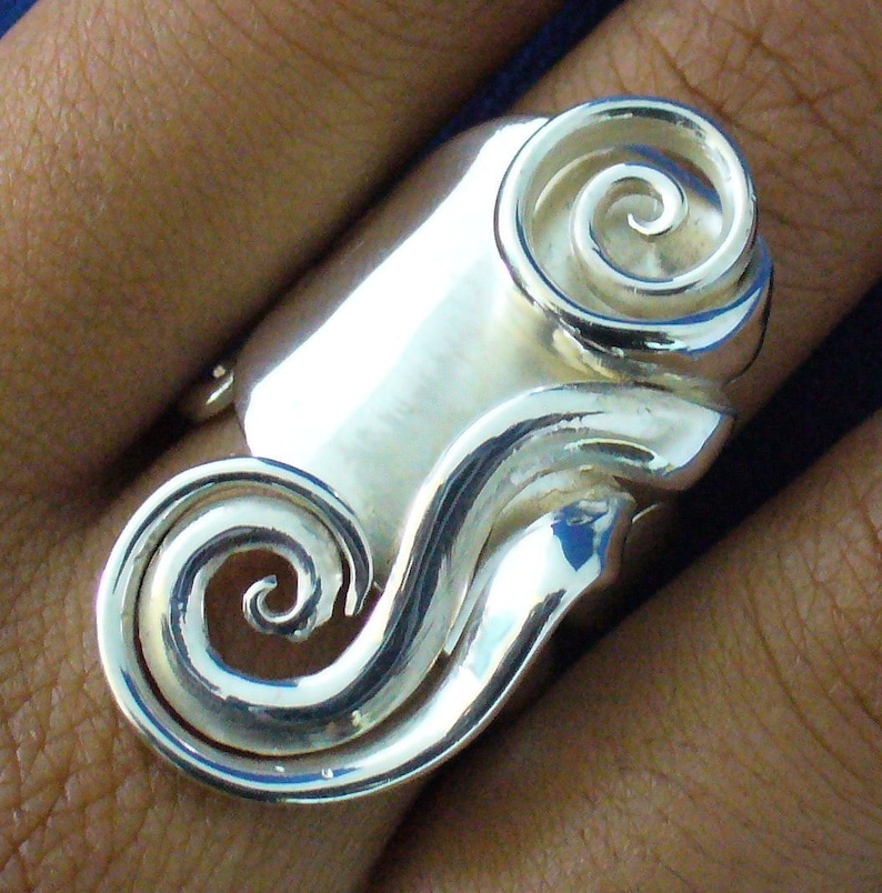 Chunky Silver Ring Sterling Silver Statement Ring for Women Unique Silver Ring Fork Ring Made from an Antique Solid Silver Fork Size 5 16 image 1