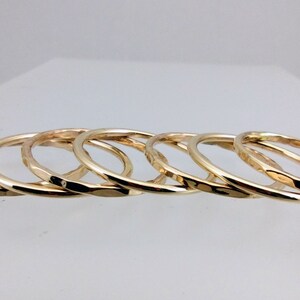 Gold Band Ring Stack Hammered and Polished Mixed 7 Band Gold Stacking Ring Set image 4