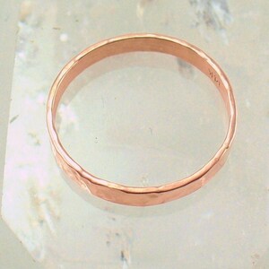 Rose Gold Ring Solid 14k Hammered Gold Wedding Band Gold Ring for Women Gold Engagement Ring Womens Wedding Band image 2