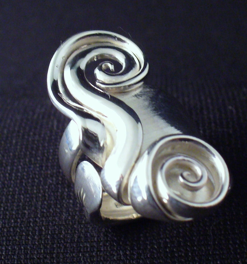 Chunky Silver Ring Sterling Silver Statement Ring for Women Unique Silver Ring Fork Ring Made from an Antique Solid Silver Fork Size 5 16 image 2